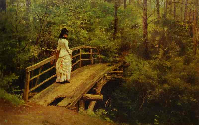 Oil painting:On a Bridge in Abramtsevo. 1879