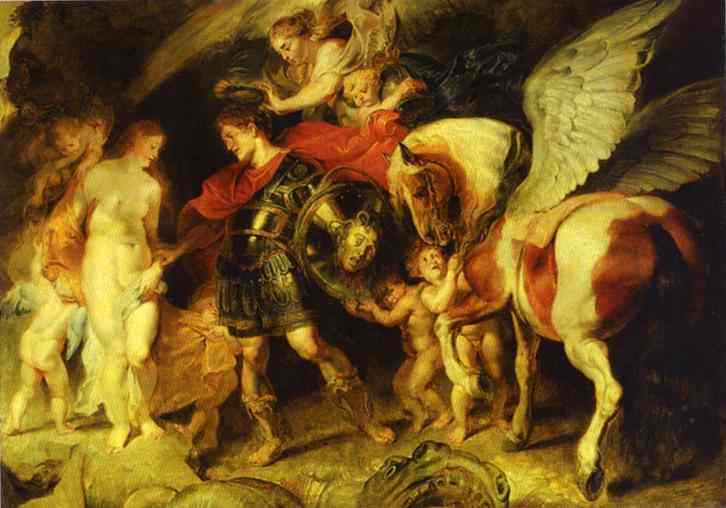 Oil painting:Perseus and Andromeda. c.1620