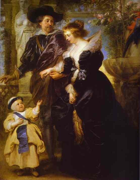 Oil painting:Rubens, His Wife Helena Fourment, and Their Son Peter Paul. c.1639