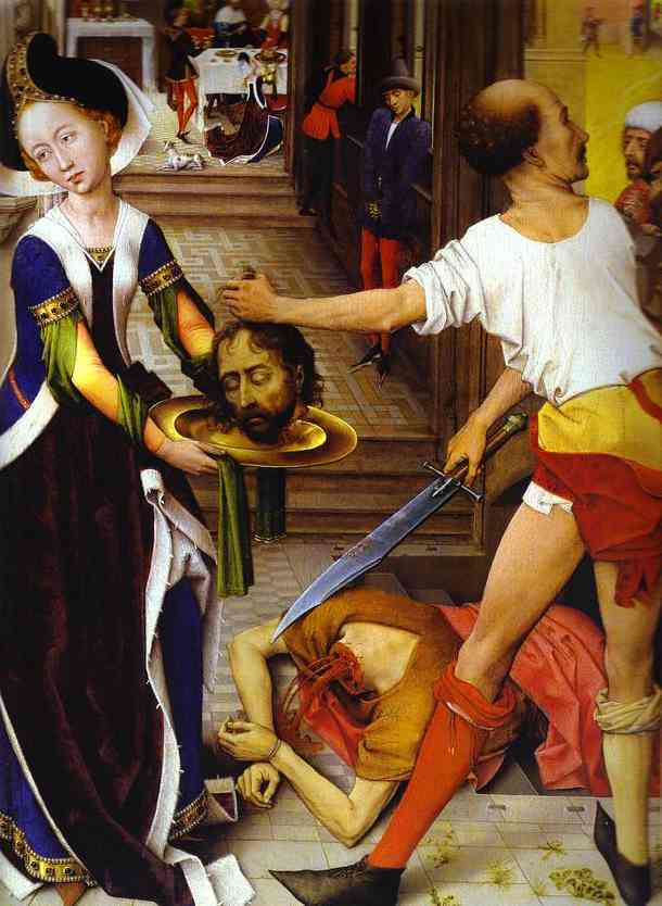 Oil painting:St. John Altarpiece. Beheading of St. John the Baptist. Detail of the right wing.