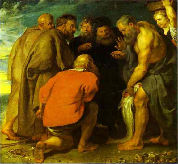 Oil painting:St. Peter Finding the Tribute Money. c.1618