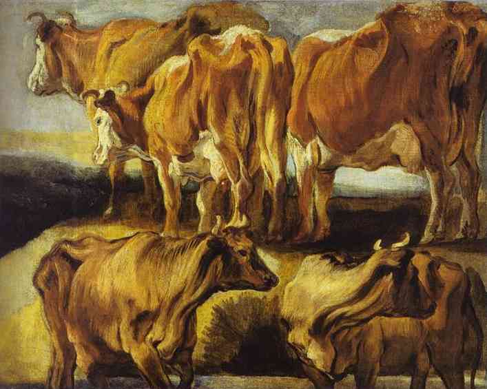 Oil painting:Study of Cows.
