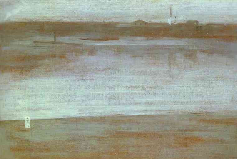Oil painting:Symphony in Gray: Early Morning Thames. c. 1871