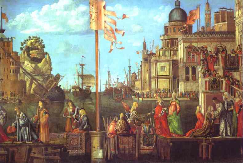 Oil painting:The Legend of St. Ursula: The Meeting of the Betrothed and the Departure for the