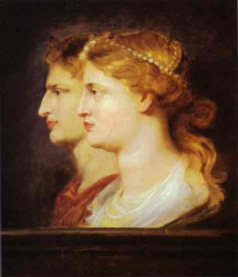 Oil painting:Tiberius and Agrippina. c. 1614