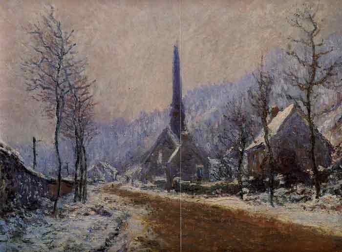 Oil painting for sale:Church at Jeufosse, Snowy Weather, 1893