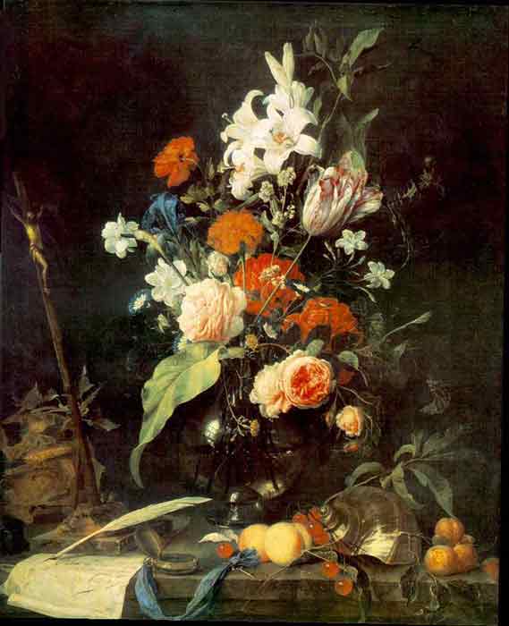 Oil painting for sale:Flower Still-life with Crucifix and Skull, 1630