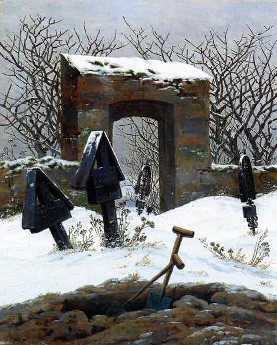 Oil painting for sale:Graveyard under Snow, 1826