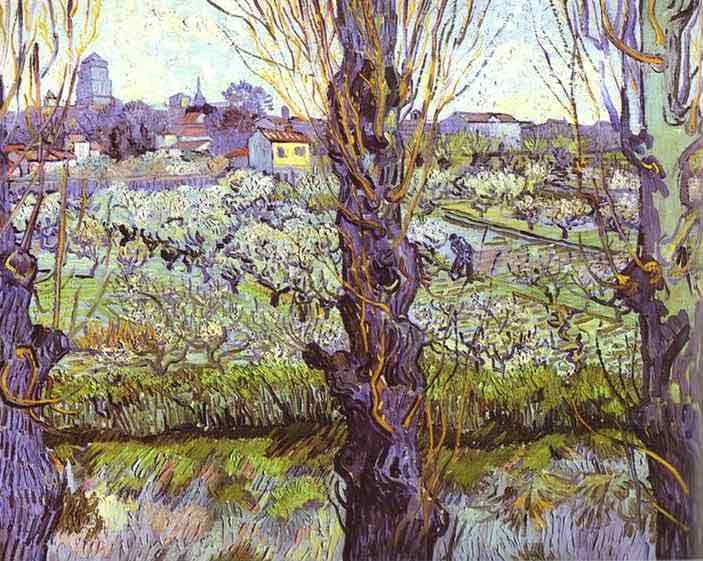 View of Arles. Orchard in Bloom with Poplars in the Forefront. April 1889