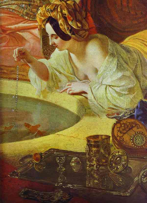 Oil painting:Fountain in Bakhchi-Sarai. Detail. 1849