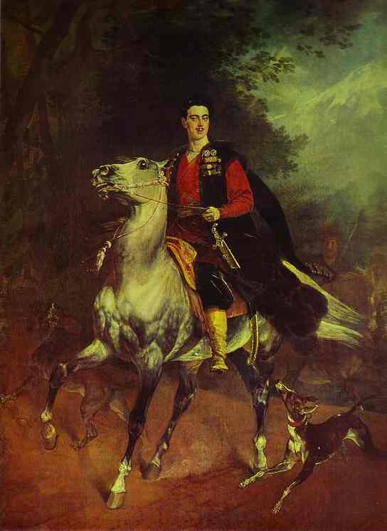 Oil painting:Portrait of A. N. Demidov, Prince of San-Donato. Unfinished. 1831