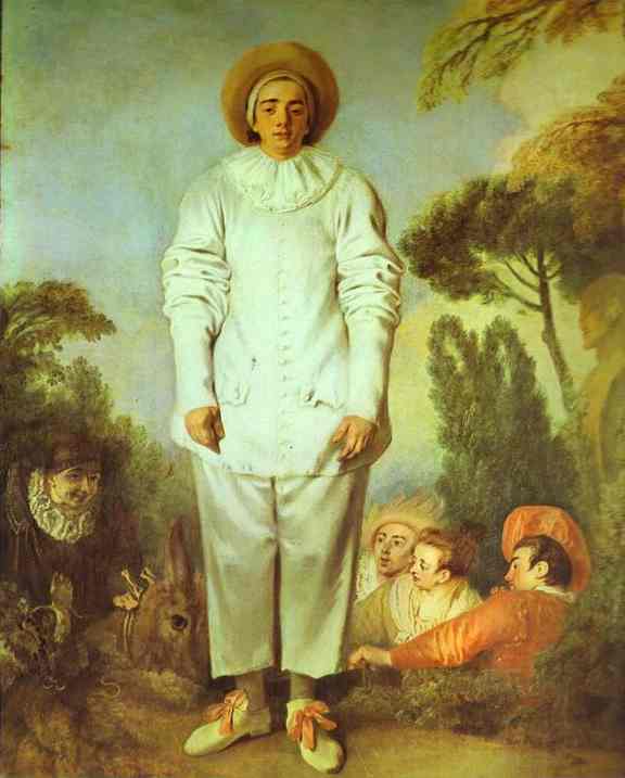 Oil painting:Pierrot, also known as Gilles. 1721