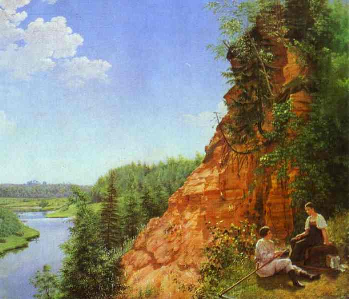 Oil painting:View of the River Tosno. 1827