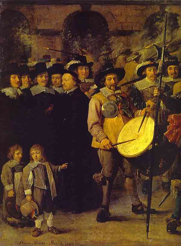 Oil painting:Members of Antwerp Town Council and Masters of the Armaments Guild. Detail. 1643