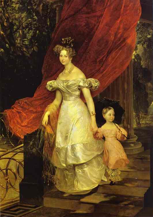 Oil painting:Portrait of Grand Duchess Elena Pavlovna and Her Daughter Maria. 1830