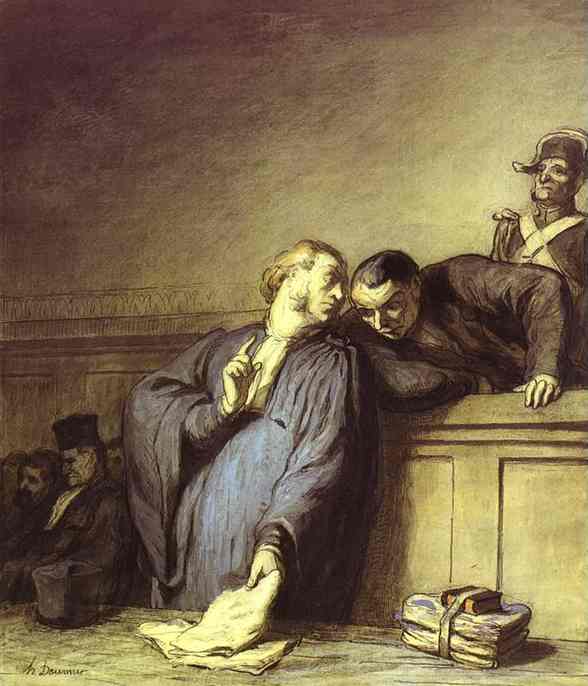 Oil painting:A Criminal Case. c. 1865