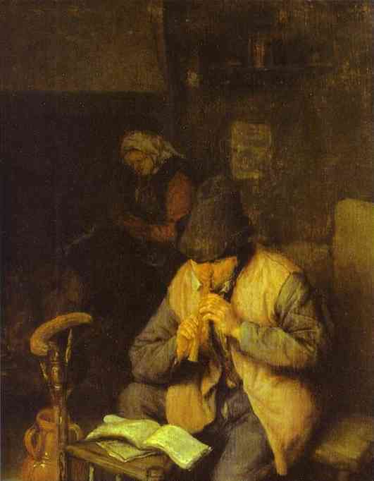 Oil painting:A Flute Player. c. 1660