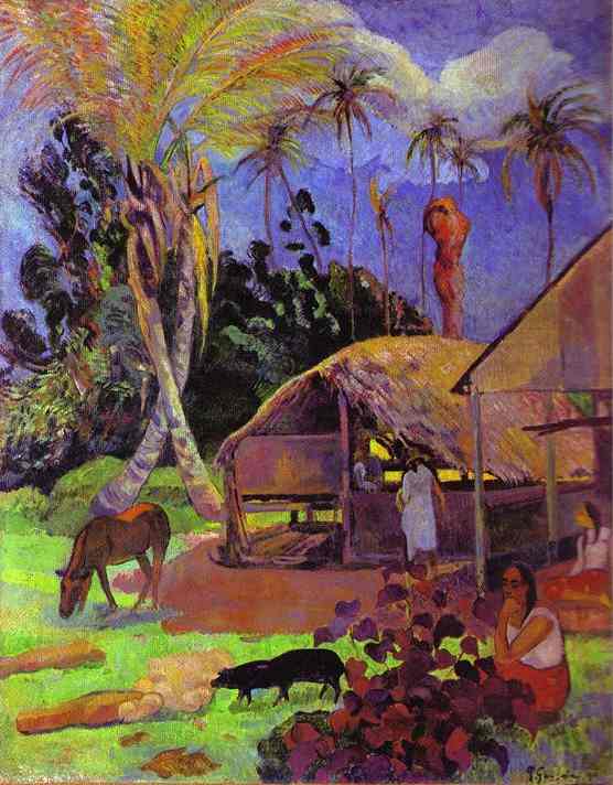 Oil painting:Black Pigs. 1891