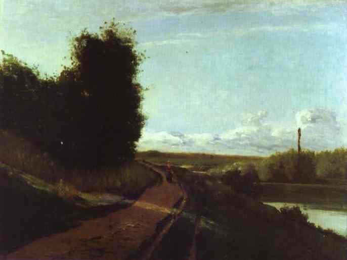 Oil painting:Bords de la Marne (?). 1864