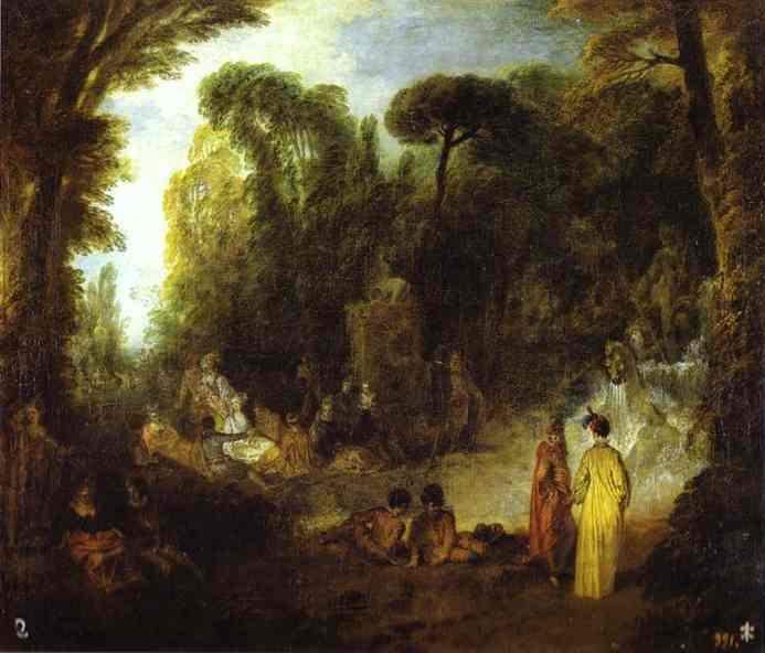 Oil painting:Courtly Gathering in a Park.
