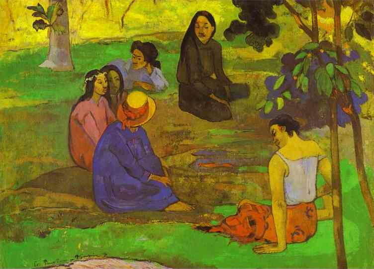 Oil painting:Les Parau Parau (Conversation). 1891
