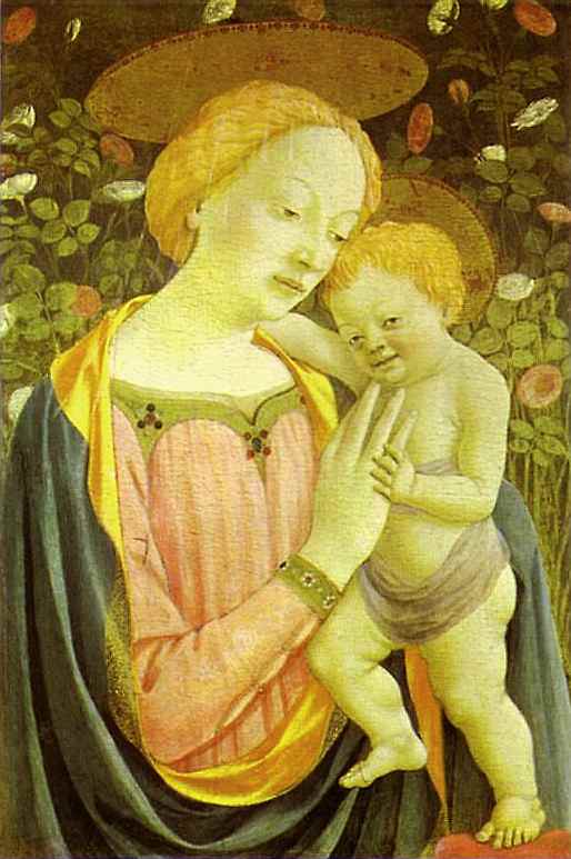 Oil painting:Madonna and Child. c. 1445