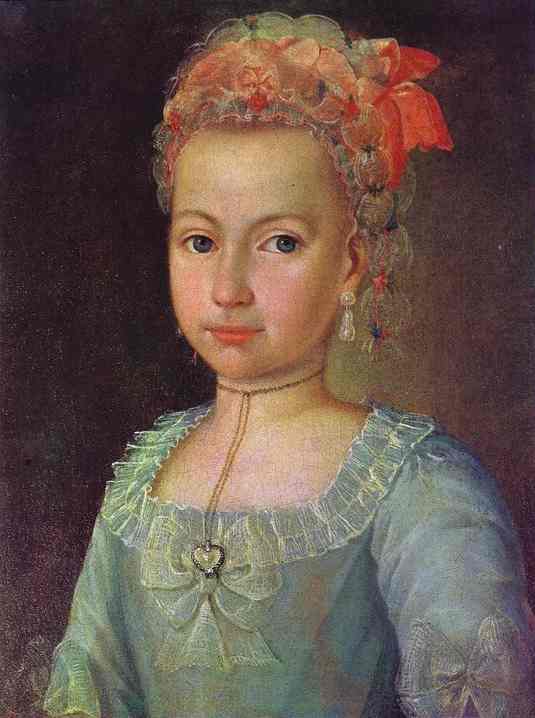 Oil painting:Portrait of Anna Lermontova at the Age of 5. 1776