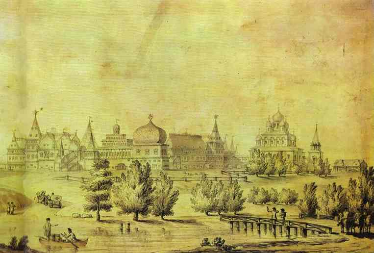 Oil painting:View of Kolomenskoe. Detail. 1795