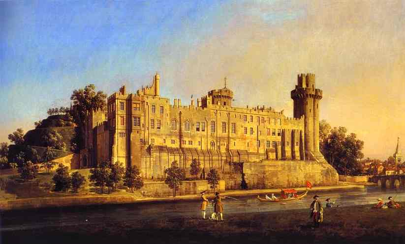 Oil painting:Warwick Castle: the South Front. 1748