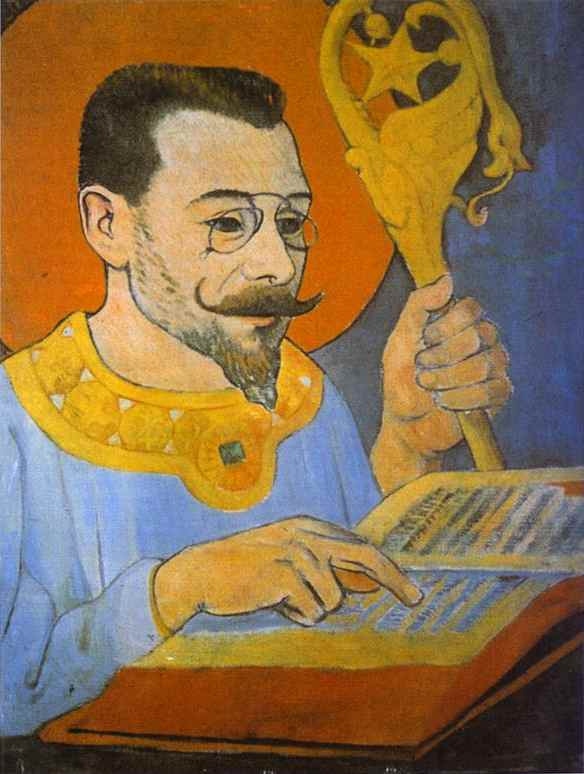 Oil painting:Portrait of Paul Ranson Dressed as a Prophet/Portrait de Paul Ranson en tenue nabique.