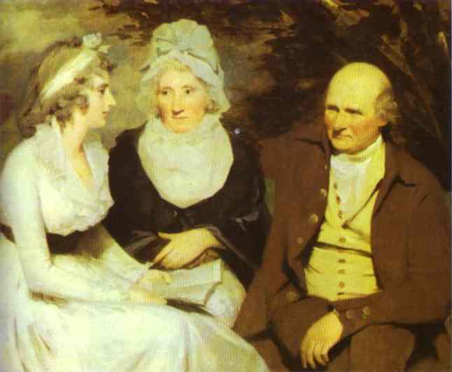 Oil painting:Portrait of John Johnstone of Alva, His Sister, and His Niece. c.1805