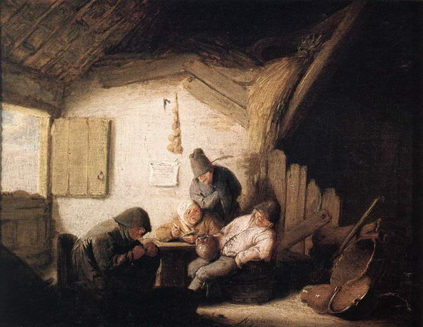 Village Tavern with Four Figures