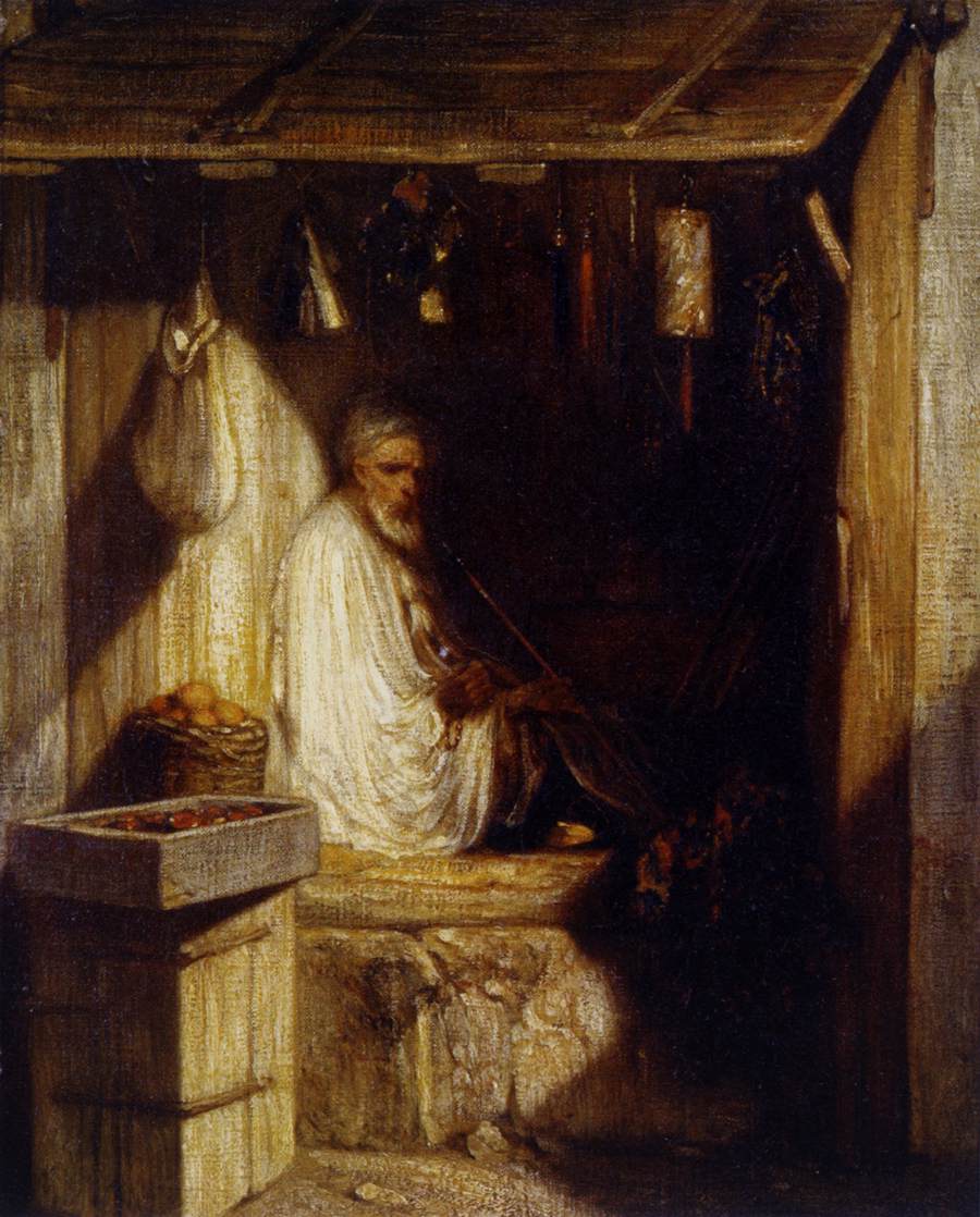 Turkish Merchant Smoking in His Shop