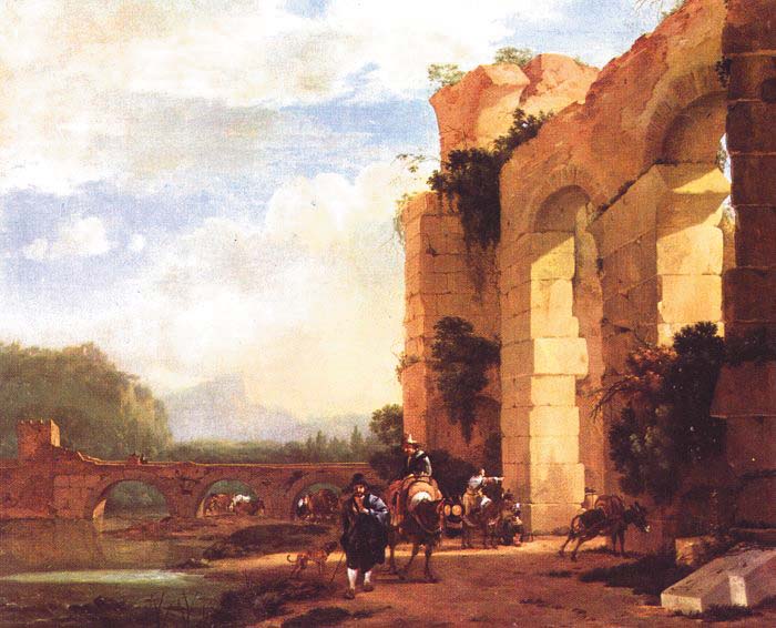Italian Landscape with the Ruins of a Roman Bridge and Aqueduct