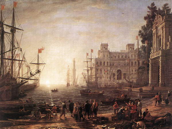 Port Scene with the Villa Medici