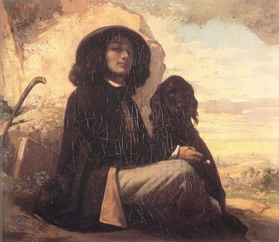 Self Portrait, Courbet with a Black Dog