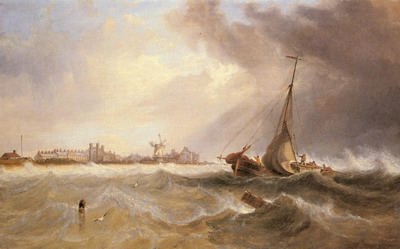 Shipping Off A Coast In Choppy Seas