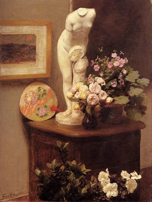 Still Life With Torso And Flowers