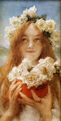 Summer Offering,Young Girl with Roses