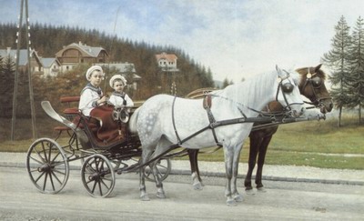 Young Boys In A Horsedrawn Carriage