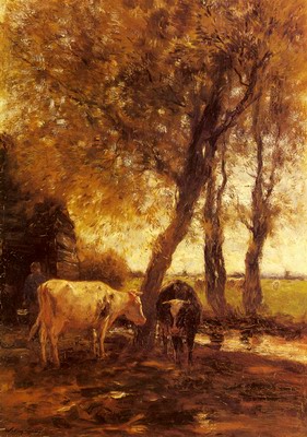 Cattle By A Stream