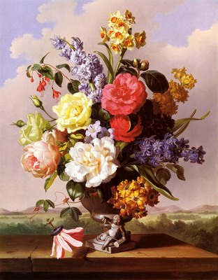 Flowers In An Urn On a Ledge