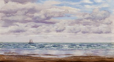Gathering Clouds,A Fishing Boat Off The Coast