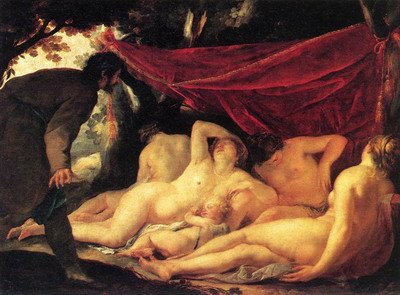 Venus And The Three Graces Surprised By A Mortal