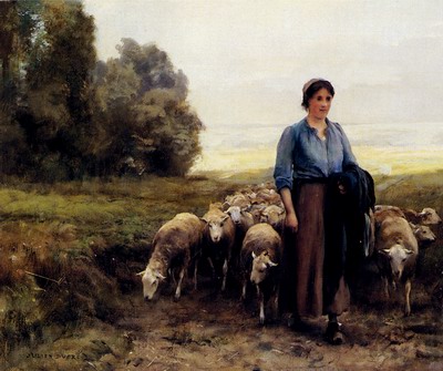 Shepherdess With Her Flock