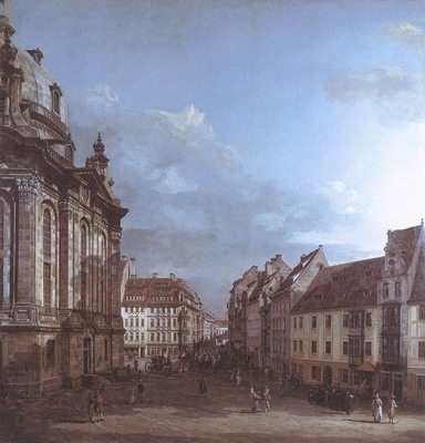 Dresden,The Frauenkirche And The Rampische gasse