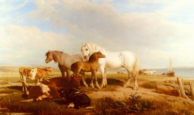 Horses And Cattle On The Shore