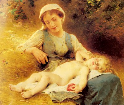 A Mother With Her Sleeping Child