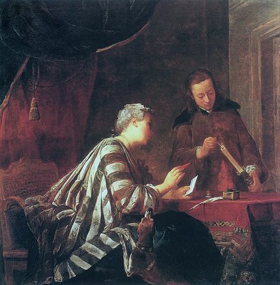 Lady sealing a letter