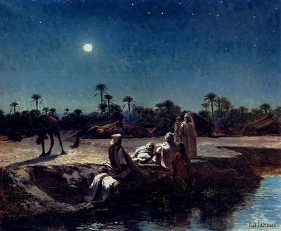 An Arab Encampment By Moonlight